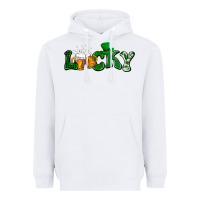 White Lucky with beer St. Patricks day Heavyweight Hoodie - HowdyJamesFarm