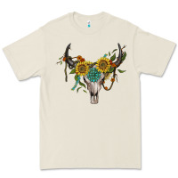 Bone boho bullskull with sunflower and gemstone Premium Tee - Artiststas