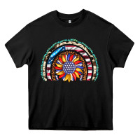 Black sunflower american flag leopard gemstone cowhide rainbow Heavy Core Tee - Artiststas