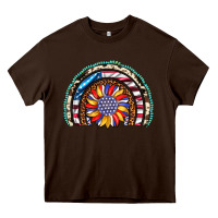 Chocolate Brown sunflower american flag leopard gemstone cowhide rainbow Heavy Core Tee - Artiststas