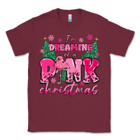 Burgundy i'm dreaming of a pink christmas flamingo Classic Tee - MaliasSmallBusiness