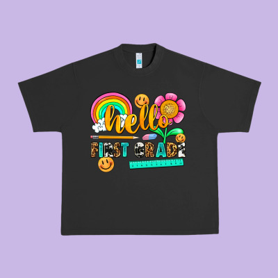 Hello First Grade Urban Heavy Tee Designed By Nancycooperartshop