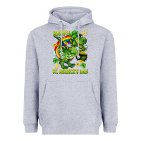 Heather Grey Happy St. Patrick's Day T-rex Heavyweight Hoodie - CowGirlArtShop