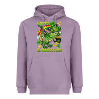 Lavender Happy St. Patrick's Day T-rex Heavyweight Hoodie - CowGirlArtShop