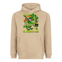 Mushroom Happy St. Patrick's Day T-rex Heavyweight Hoodie - CowGirlArtShop