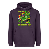 Plum Happy St. Patrick's Day T-rex Heavyweight Hoodie - CowGirlArtShop