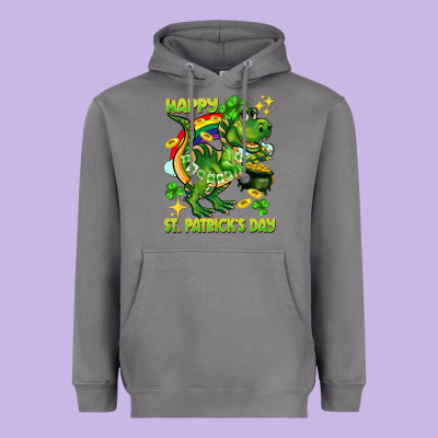 Happy St. Patrick's Day T-rex Heavyweight Hoodie Designed By Cowgirlartshop
