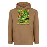 Toasted Coconut Happy St. Patrick's Day T-rex Heavyweight Hoodie - CowGirlArtShop