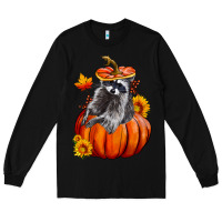 Black Fall Pumpkin Raccoon Long Sleeve Tee - LillyAllenDesigns