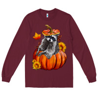 Burgundy Fall Pumpkin Raccoon Long Sleeve Tee - LillyAllenDesigns
