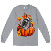 Heather Grey Fall Pumpkin Raccoon Long Sleeve Tee - LillyAllenDesigns