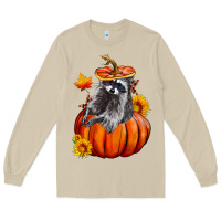 Mushroom Fall Pumpkin Raccoon Long Sleeve Tee - LillyAllenDesigns