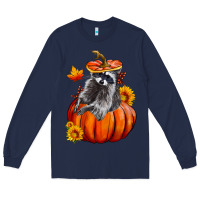 Navy Fall Pumpkin Raccoon Long Sleeve Tee - LillyAllenDesigns