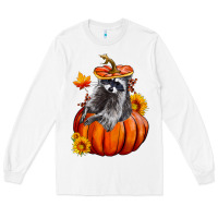 White Fall Pumpkin Raccoon Long Sleeve Tee - LillyAllenDesigns