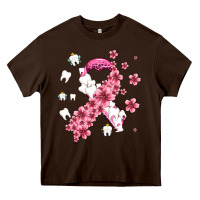 Chocolate Brown teeth and flower cancer ribbon Heavy Core Tee - AdoDesignShop