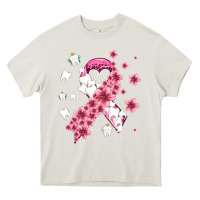 Cream teeth and flower cancer ribbon Heavy Core Tee - AdoDesignShop