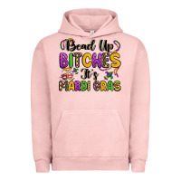 Pigment Salmon bead up bitches it s mardi gras Urban Hoodie - LillyAllenDesigns
