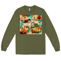 Army Green fall charolais bulls Long Sleeve Tee - RanaPortraitStore