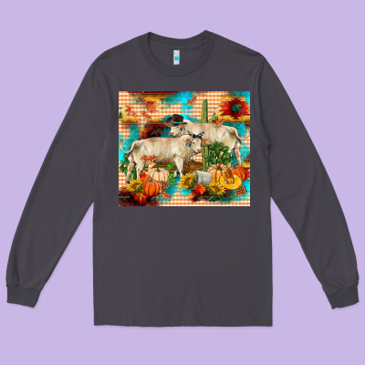 Fall Charolais Bulls Long Sleeve Tee Designed By Ranaportraitstore