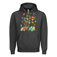 Charcoal Heather Western Rabbit with Cross Easter Day Zipper Hoodie - HowdyJamesFarm