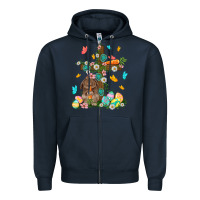 Navy Western Rabbit with Cross Easter Day Zipper Hoodie - HowdyJamesFarm