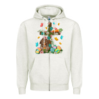 Oatmeal Heather Western Rabbit with Cross Easter Day Zipper Hoodie - HowdyJamesFarm