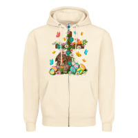 Sandshell Western Rabbit with Cross Easter Day Zipper Hoodie - HowdyJamesFarm