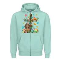Seafoam Western Rabbit with Cross Easter Day Zipper Hoodie - HowdyJamesFarm