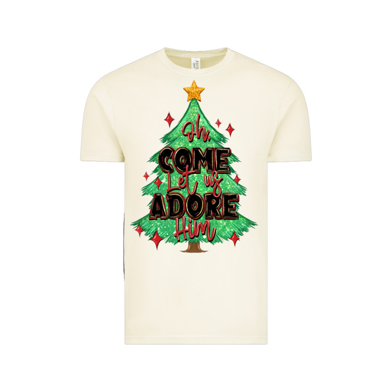 Oh Come Let Us Adore Him Christmas Tree Vintage Tee by MaliasSmallBusiness | Teevron