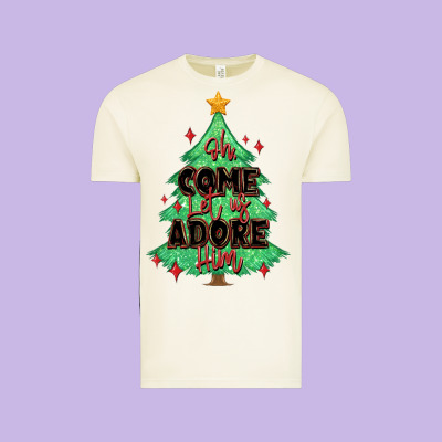 Oh Come Let Us Adore Him Christmas Tree Vintage Tee Designed By Maliassmallbusiness