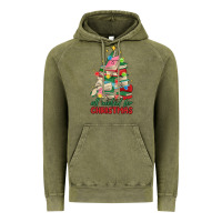 Vintage Olive christmas book tree Vintage Hoodie - MaliasSmallBusiness