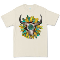 Bone boho bullskull with sunflower and gemstone Premium Tee - Artiststas