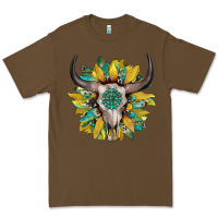 Cacao boho bullskull with sunflower and gemstone Premium Tee - Artiststas
