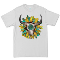 Boho Bullskull With Sunflower And Gemstone Premium Tee | Teevron