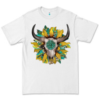 White boho bullskull with sunflower and gemstone Premium Tee - Artiststas