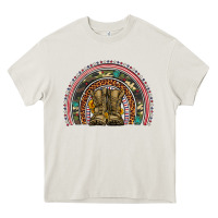 Cream soldier boots camouflage leopard gemstone rainbow Heavy Core Tee - Artiststas