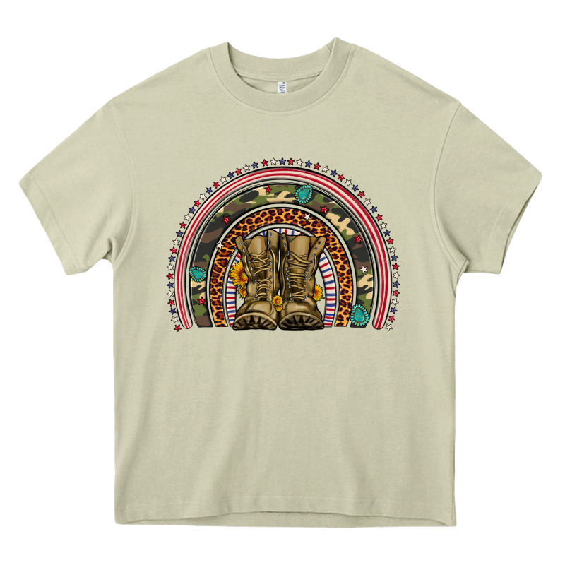 Soldier Boots Camouflage Leopard Gemstone Rainbow Heavy Core Tee by Artiststas | Teevron