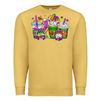 Antique Gold mardi gras gnomes coffee cups Premium Sweatshirt - OliviaCreatesArt