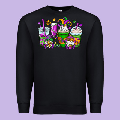 Mardi Gras Gnomes Coffee Cups Premium Sweatshirt Designed By Oliviacreatesart