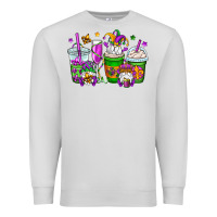 Dove Grey mardi gras gnomes coffee cups Premium Sweatshirt - OliviaCreatesArt