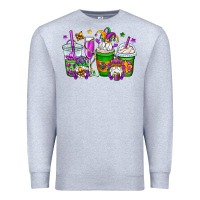 Heather Grey mardi gras gnomes coffee cups Premium Sweatshirt - OliviaCreatesArt
