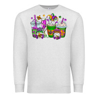 Oatmeal Heather mardi gras gnomes coffee cups Premium Sweatshirt - OliviaCreatesArt