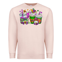 Pale Pink mardi gras gnomes coffee cups Premium Sweatshirt - OliviaCreatesArt