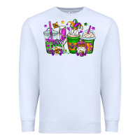 White mardi gras gnomes coffee cups Premium Sweatshirt - OliviaCreatesArt
