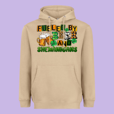 Fueled By Beer And Shenanigans Heavyweight Hoodie Designed By Cowgirlartshop