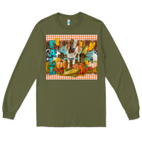 Army Green Fall With Baby Goat Long Sleeve Tee - LillyAllenDesigns