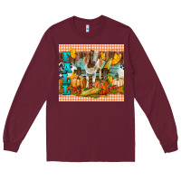 Burgundy Fall With Baby Goat Long Sleeve Tee - LillyAllenDesigns