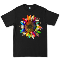 Black tie dye sunflower with cowhide Premium Tee - Artiststas