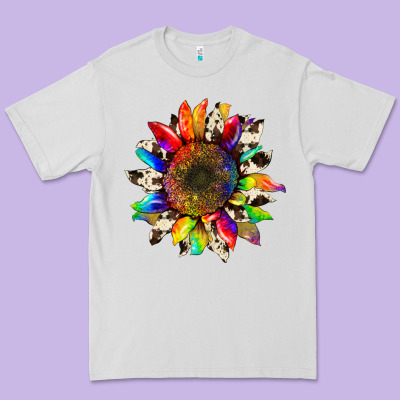 Tie Dye Sunflower With Cowhide Premium Tee Designed By Artiststas