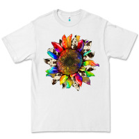 White tie dye sunflower with cowhide Premium Tee - Artiststas